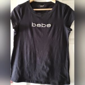 Bebe Black Tee with Sparkling Logo